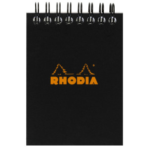 Rhodia Classic Wirebound Notepad - Small - Black - Squared